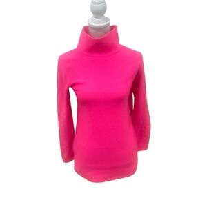 Dudley Stephens hot pink fleece Turtleneck Sweater cobble hill pockets sz small